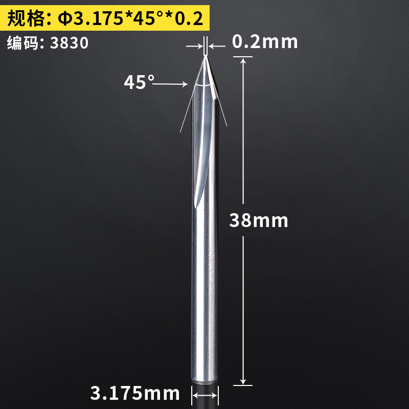 Huhao 3.175/4/6mm doble hoja recta ranura afilado Cuchillo CNC cónico cuchillo grabado máquina herramienta cuchillo de alivio profundo