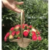 Large flower basket + tea bud rose red