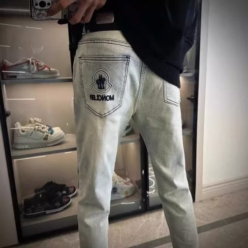 Selected Quality Jeans with Hole Trend, Instagram High Street Men's Fashion, Personal Style Trendy Bumming Pants, Slim Fit, Nine-Foot Pants