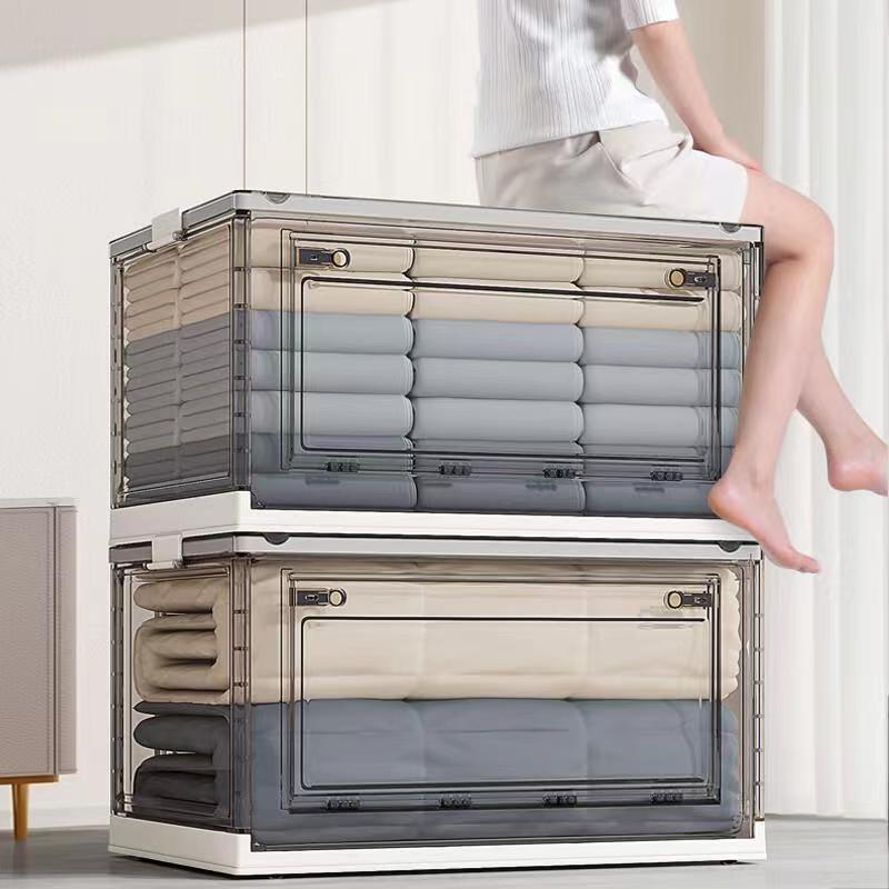 Caja de almacenamiento de ropa armario edredón plástico transparente caja de almacenamiento de juguetes para niños merienda plegable libro caja de almacenamiento