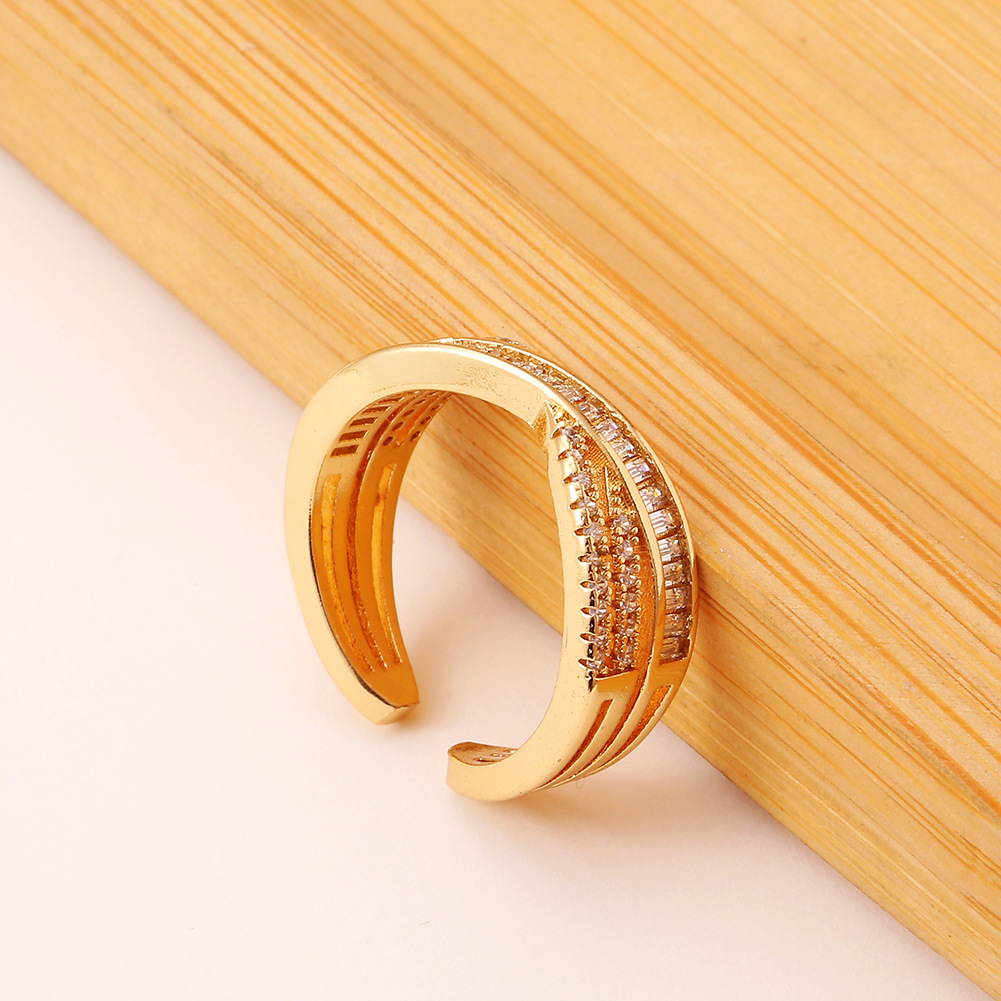 New Womenu0027s Copper Plated 18K Gold Cross Geometric Tail Rings