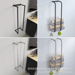 Hotel Rectangular 304 Stainless Steel Standup Towel Rack Bathroom Wall Towel Shelf Brushed