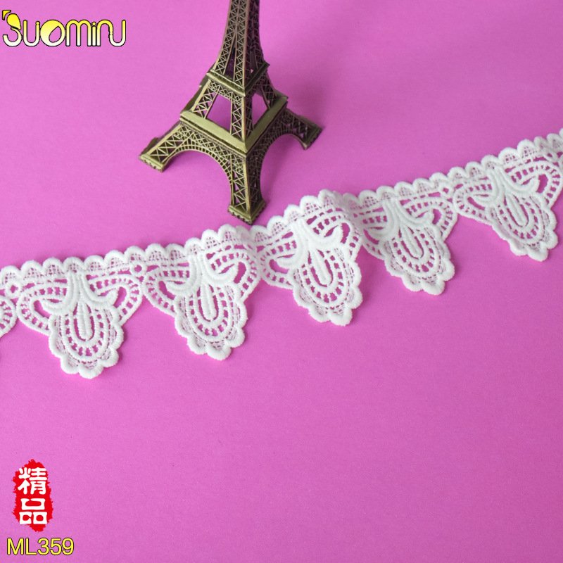 汕头工厂花边面料牛奶丝水溶网纱花边布料刺绣花边花边服装辅料