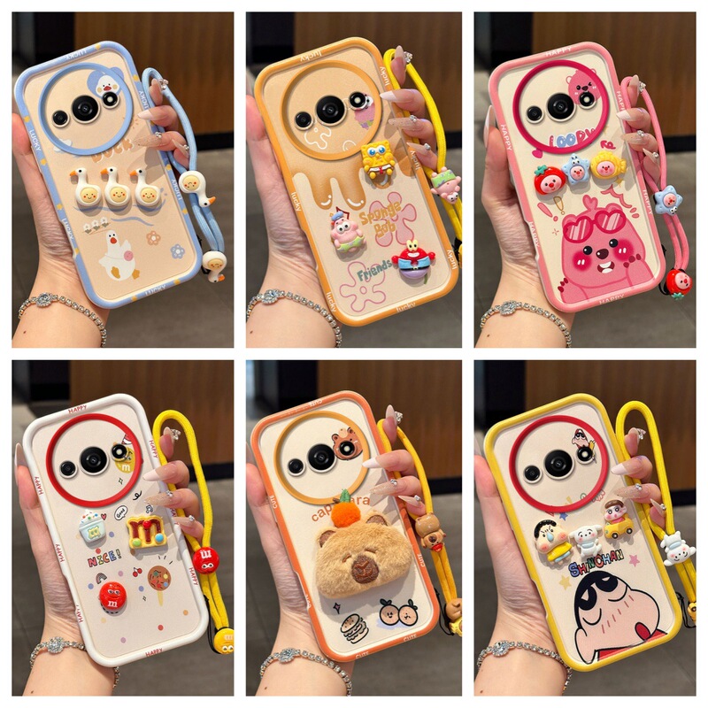 Suitable for Redmi A5 Mobile Phone Case Note14 Cartoon Note13 Soft Shell Note12 Hand Rope Mi 9A Mobile Phone Protective Cover
