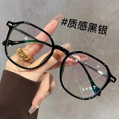 新型大枠冷茶色ハイビジョン近視メガネ素顔多角形光学メガネ超軽量フレームフレーム女子学生