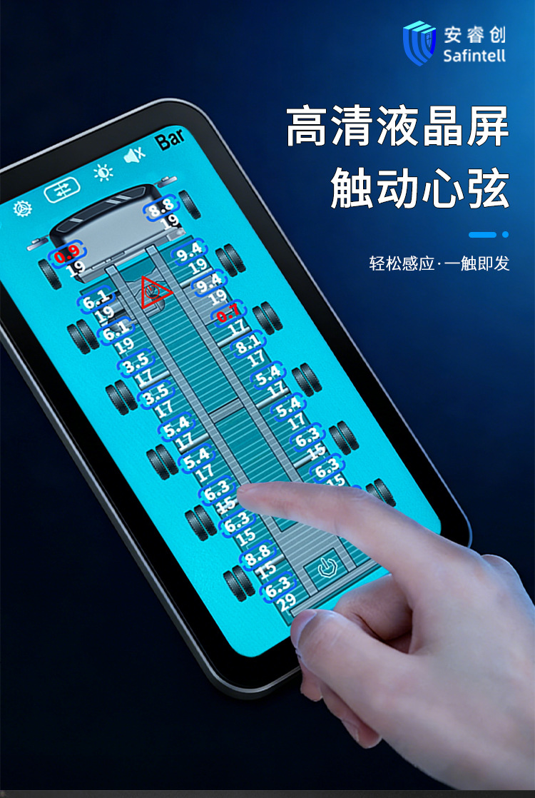 Anruichuang Truck Trailer Tire Pressure Monitor with Internal and External High-Precision Large Screen, 2026 New Model, Dedicated for 14 to 22 Wheels