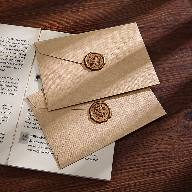 Sobre de lino grueso, juego de papelería de alta gama, carta de amor de confesión escrita a mano retro, carta de invitación con cabecera de carta de escritura de piel de vaca