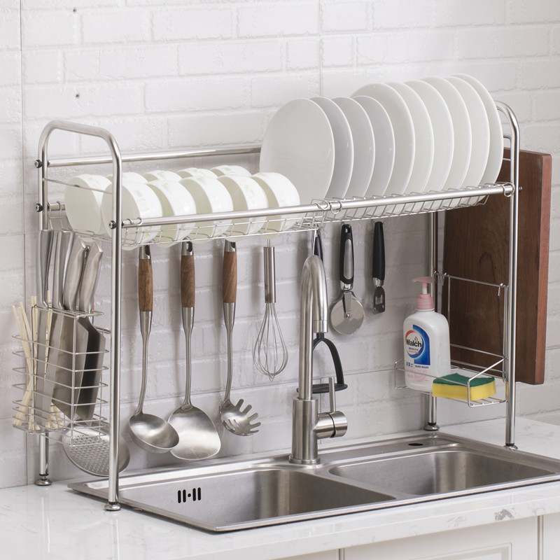 Cross-border factory direct supply of stainless steel single layer sink rack kitchen storage rack sink drain rack storage rack wholesale