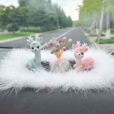 Car ornaments | creative car Little Deer - color-little-fairy-deer-pink-and-white-diamond-star-medium-wool-pad-send-no-mark-glue-10