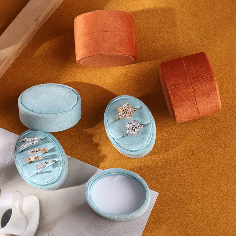 Factory direct velvet ring box oval jewelry box flannel packaging box wholesale in stock quick hair