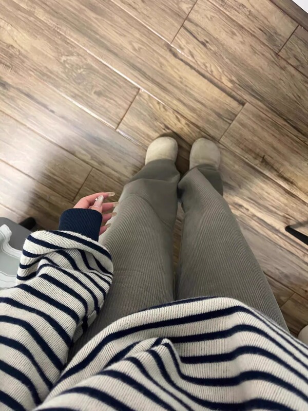 美式复古条纹毛衣圆领针织衫无帽卫衣女2025秋冬新款宽松慵懒上衣|undefined
