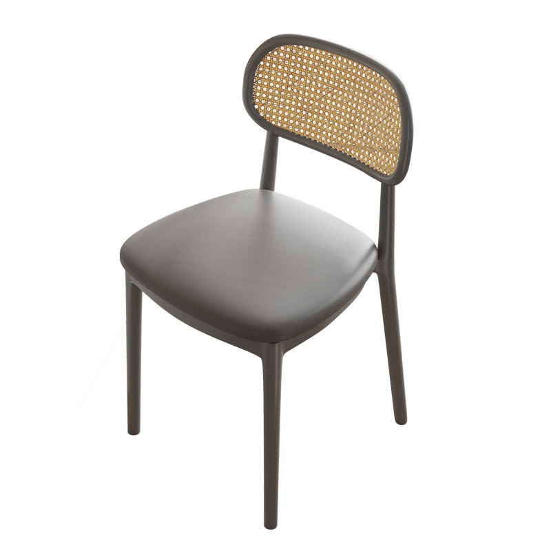 silla de plástico casual simple hogar cojín respaldo silla de comedor tela de caña silla de estudio balcón comercial silla retro