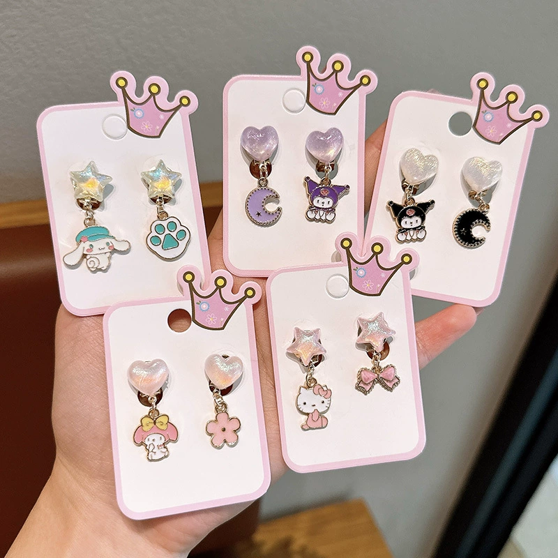 Детский зажим для ушей красный новый мультфильм без ушных отверстий серьги принцесса ювелирные изделия анти-боль поддельные серьги для девочек серьги ювелирные изделия