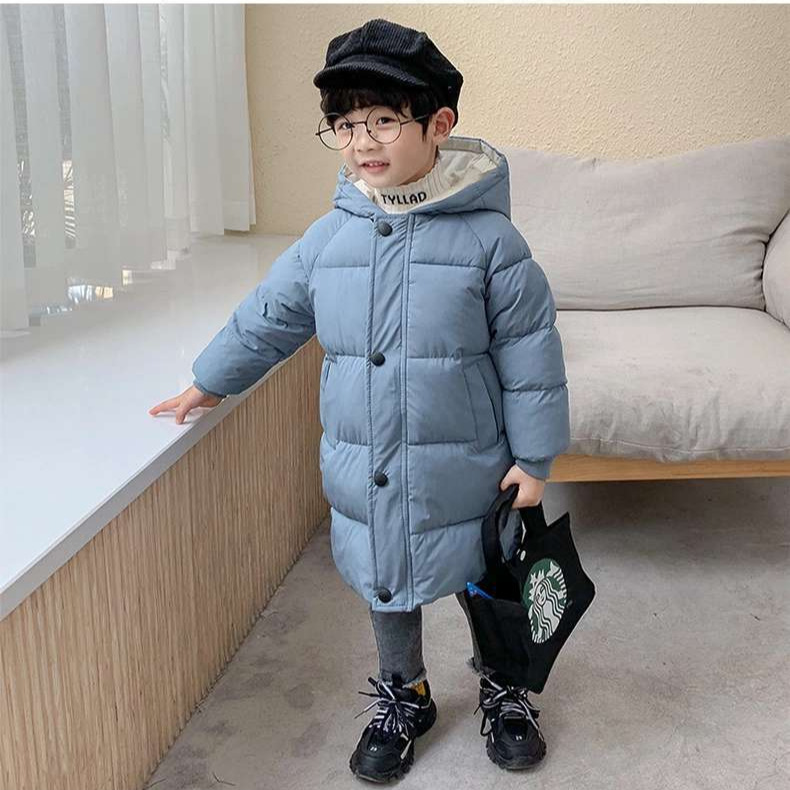 Chaqueta de algodón estilo coreano para niños de otoño e invierno, abrigo de algodón de longitud media para niños y niñas, grueso y cálido.
