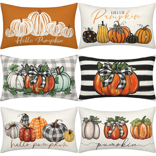 Autumn decorative pillow case Hello Pumpkin Thanksgiving pillow case orange sofa cushion case waist pillow case