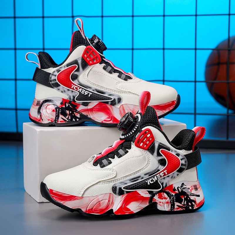 Zapatos de entrenamiento profesional para niños 2025 invierno nuevos zapatos deportivos para niños, zapatos de baloncesto rotativos para niños mayores