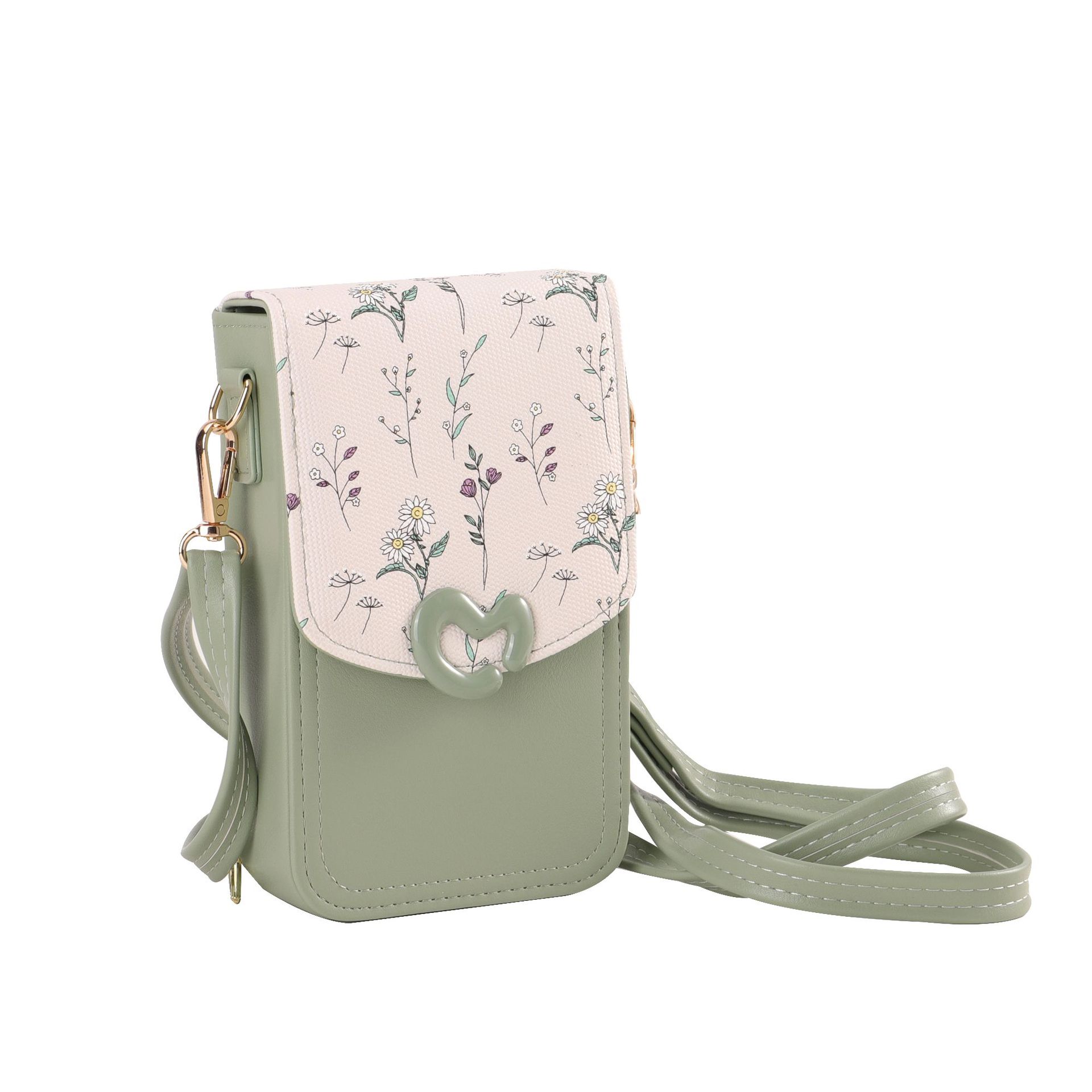 Monedero vertical para teléfono móvil con bolso pequeño, bolso para teléfono móvil multicapa, bolso para teléfono móvil multifuncional simple y floral, bolso cruzado para mujer