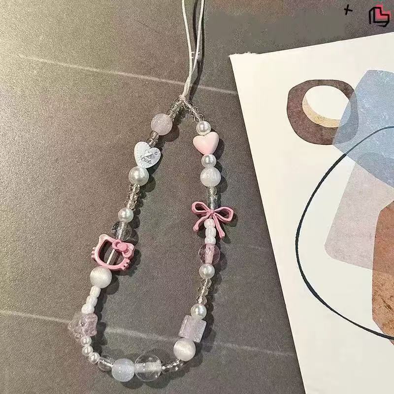 Girly Hello Kitty Cat Phone Case Chain Ccd Camera Pendant Accessory Polaroid Anti-Lost Wrist Strap Ins