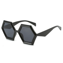 2023跨境新品多边形太阳镜 欧美个性菱角六边形大框时尚墨镜ins女