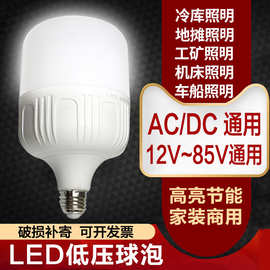 低压12v24v36v伏led灯泡e27螺口交直流机床电瓶工地矿井工作灯