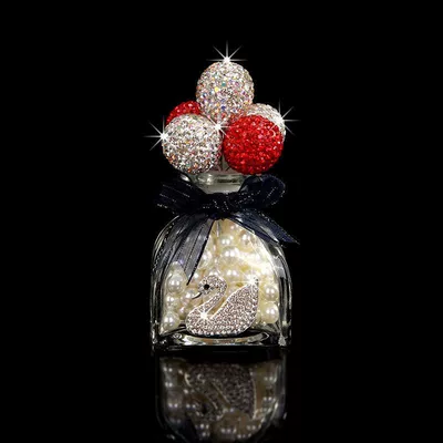 Confession balloon personality creative car Car ornaments - red-and-white-swan-perfume-bottle