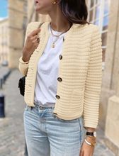 跨境欧美高级时尚秋冬新款小香风针织开衫气质毛衣百搭短款外套女