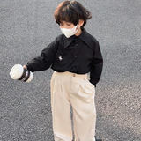 Детская рубашка для мальчиков, осенний модный лонгслив, в корейском стиле, с вышивкой, детская одежда