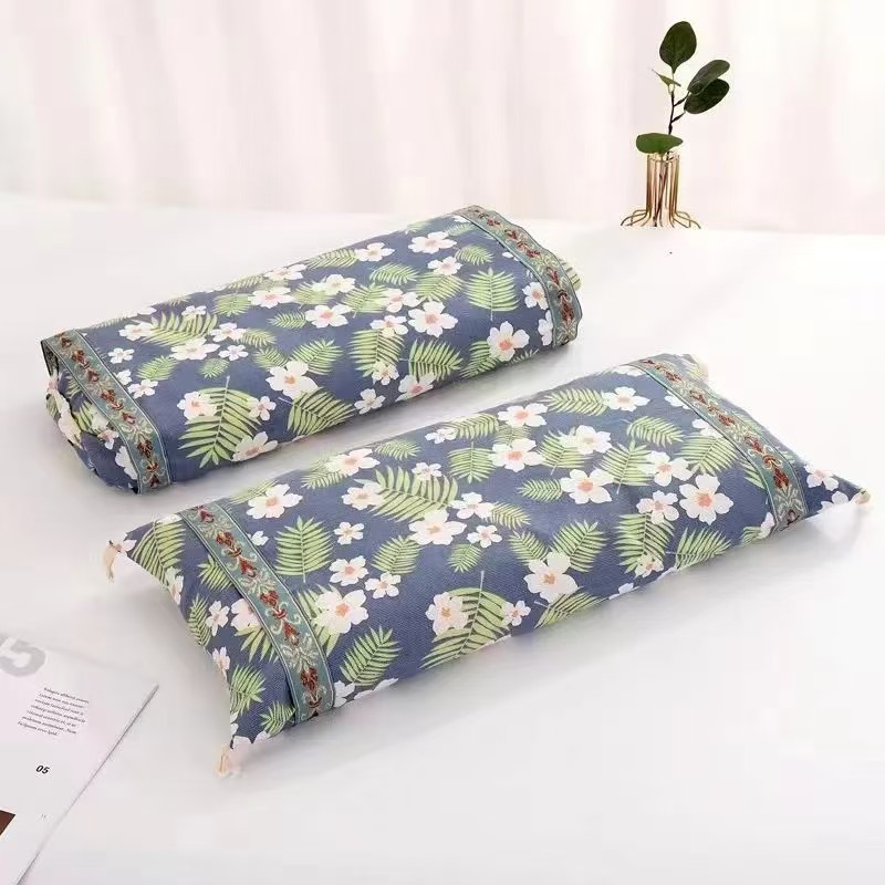 花と草の枕、ヒノキの種殻、コイリの殻、宮殿用枕、長方形の頸椎保護枕、粗い布製のヒノキの殻枕、高さ調節可能|undefined