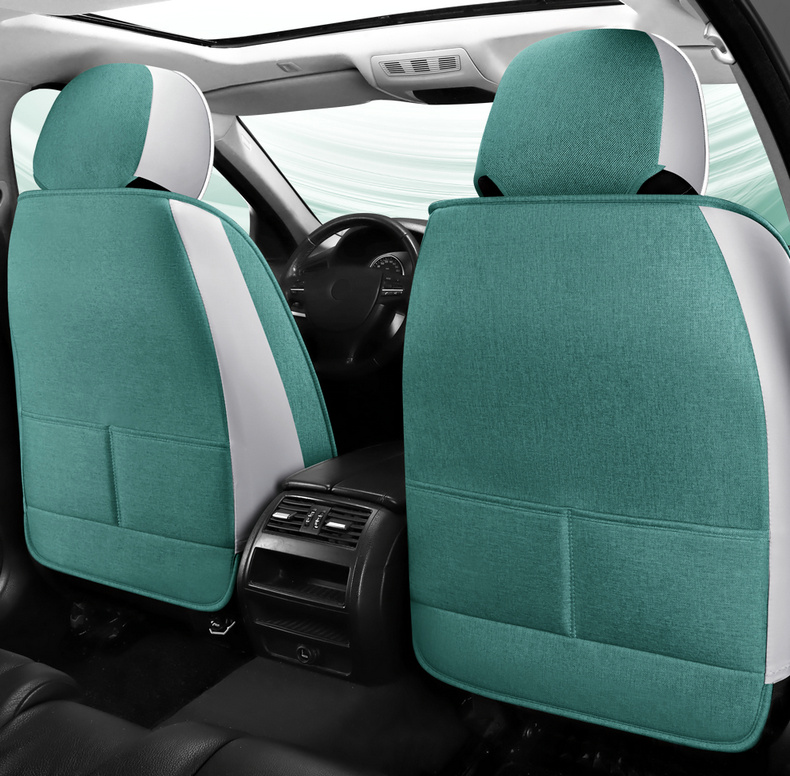 New car seat cushion, full-coverage linen seat cover, universal fabric seat cushion for all seasons, non-removable breathable seat cover