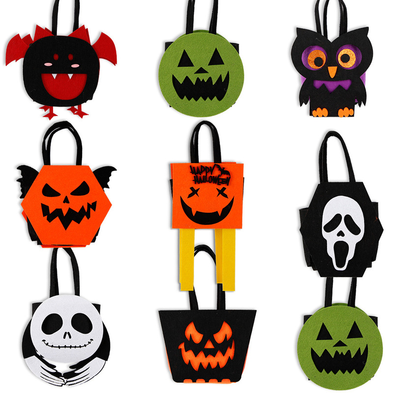 新しいハロウィンフェルトキャンディバッグハロウィンパーティーパーティードレスアップ子供のハンドバッグコウモリ立体ハンドバッグ|undefined