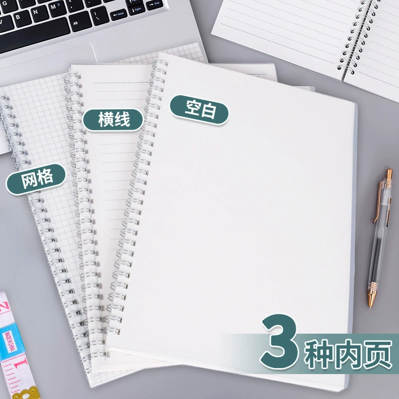 Spiral Notebook, Transparent PP Cover, A6/A5/B5 Tear-Off Sheets, Lined/Squared/Blank