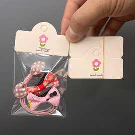 百张6.3×3.8直播间发饰品包装领结对折卡纸小花卡片卡通发夹卡头
