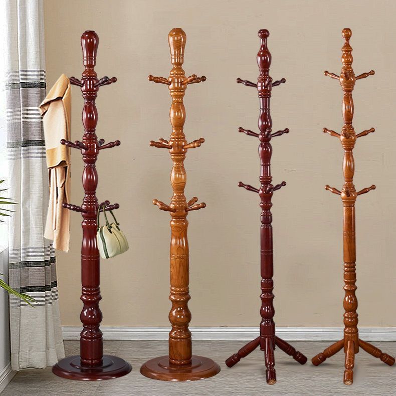 Solid Wood Coat Rack Floor-Standing Bedroom Home Indoor Simple Chinese Style Living Room Clothes Rack Vertical Clothes Bag Rack