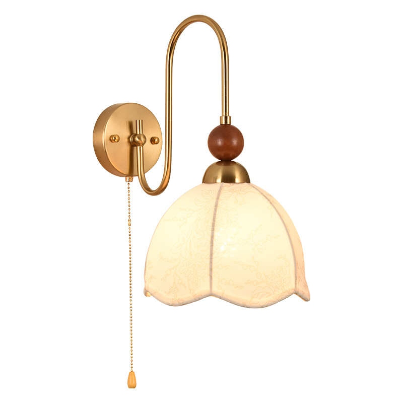 lámpara de pared dormitorio de protección de ojos lujo francés luz nórdica lámpara de pared de fondo de la sala de estar iluminación de pasillo antiguo L271