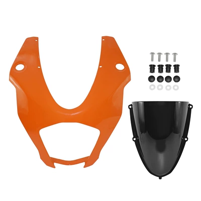 modified car hood windshield | Motorcycle front windshield - orange-headlight-cover-smoked-black-windshield