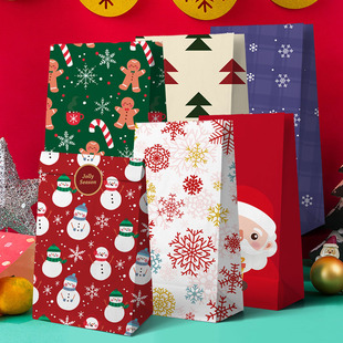 Christmas paper bag gift bag apple candy packaging bag creative gift thickened flat mouth paper bag cross-border hot sale