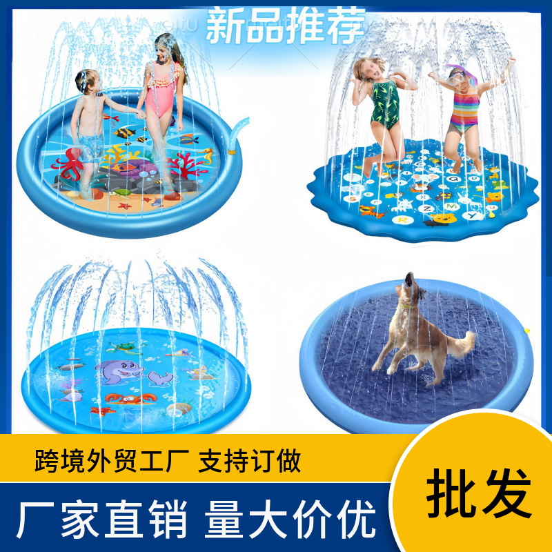 Fábrica spot PVC pet spray pad para niños jugando al aire libre con letras delfines spray pad