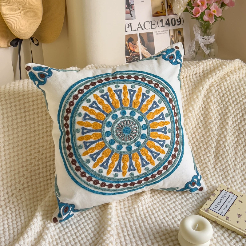 Towel, cloth for bed, tape, sofa, pillow, flowered, with embroidery