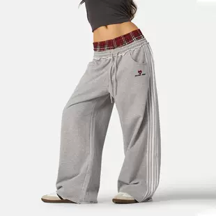 Брюки женские oversize свободные прямого кроя, ретро европейский стиль, серые