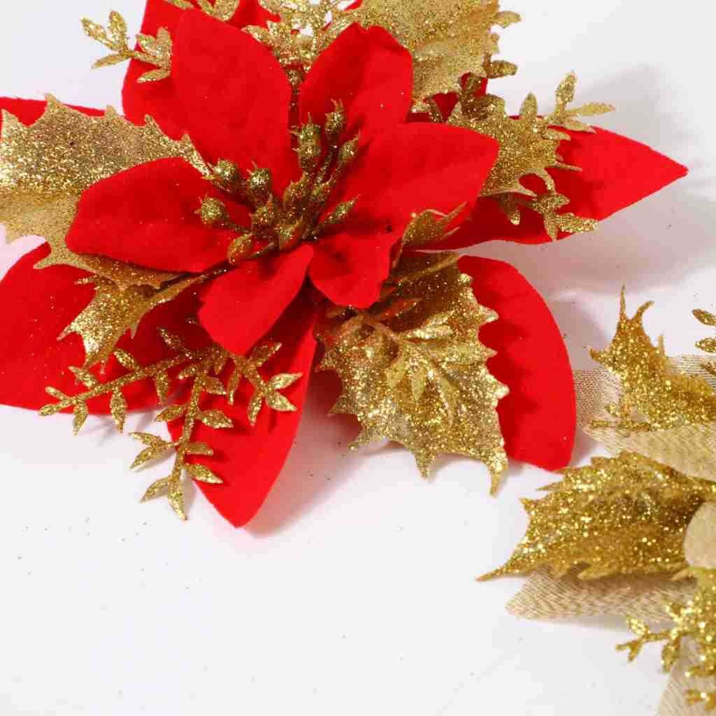 Christmas Gold Powder Christmas Flower Artificial Flower Christmas Tree Decoration Gold Powder Christmas Flower Christmas Wreath Decoration Wholesale