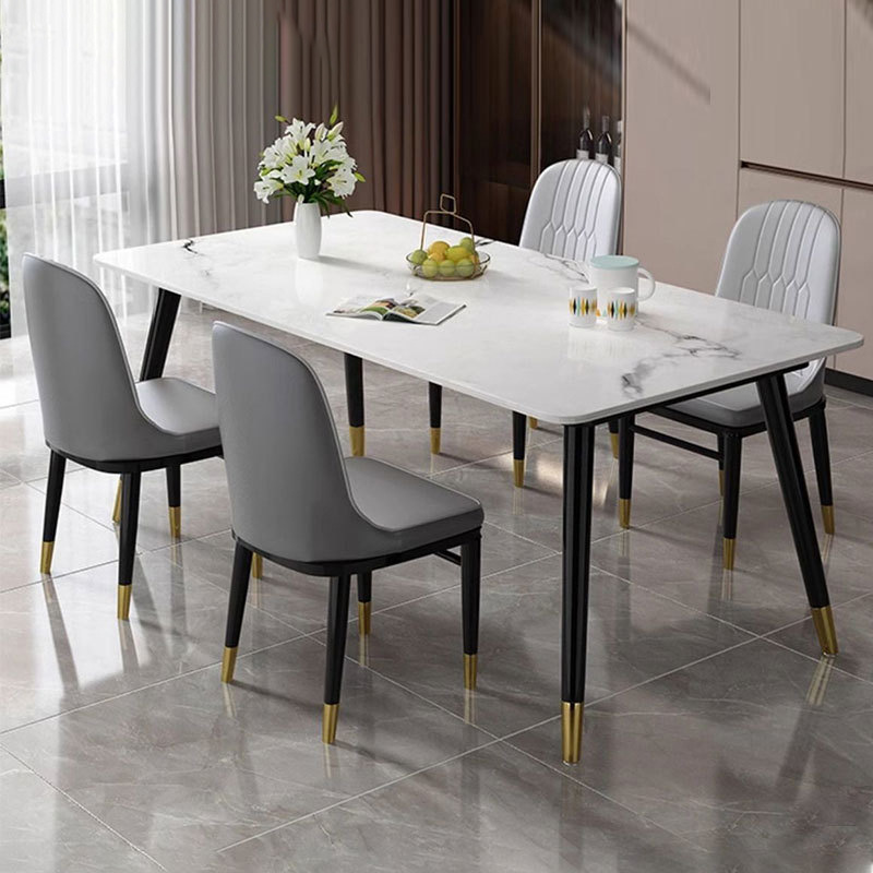 Los fabricantes de mesas de comedor de pizarra de roca modernas y simples suministran mesas de comedor rectangulares de apartamentos pequeños para el hogar, mesas de comedor de pizarra de roca al por mayor