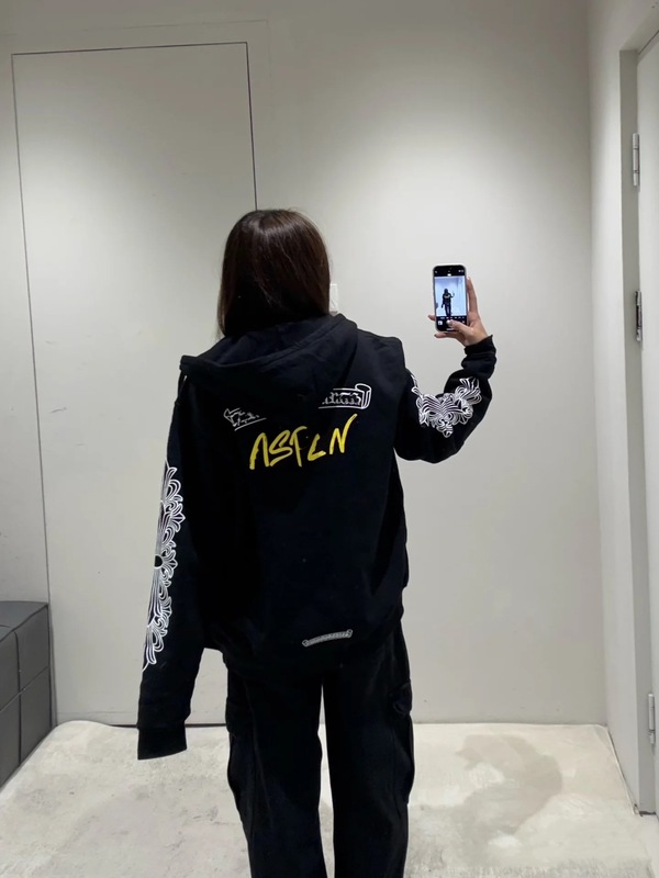 天花板品质25SS潮牌新款CH梵文字母印花拉链连帽卫衣男女明星同款|undefined