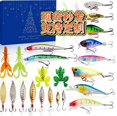 跨境新款24 天钓鱼诱饵降临节日历 Fishing Lure Advent Calendar
