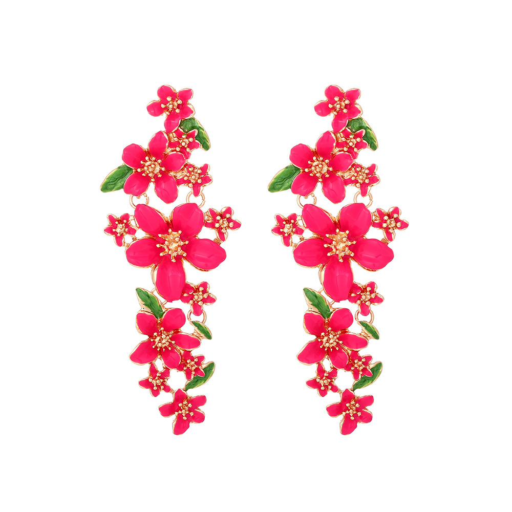 Flower Pattern 1 Pair Casual Sweet Flower Enamel Zinc Alloy Drop Earrings