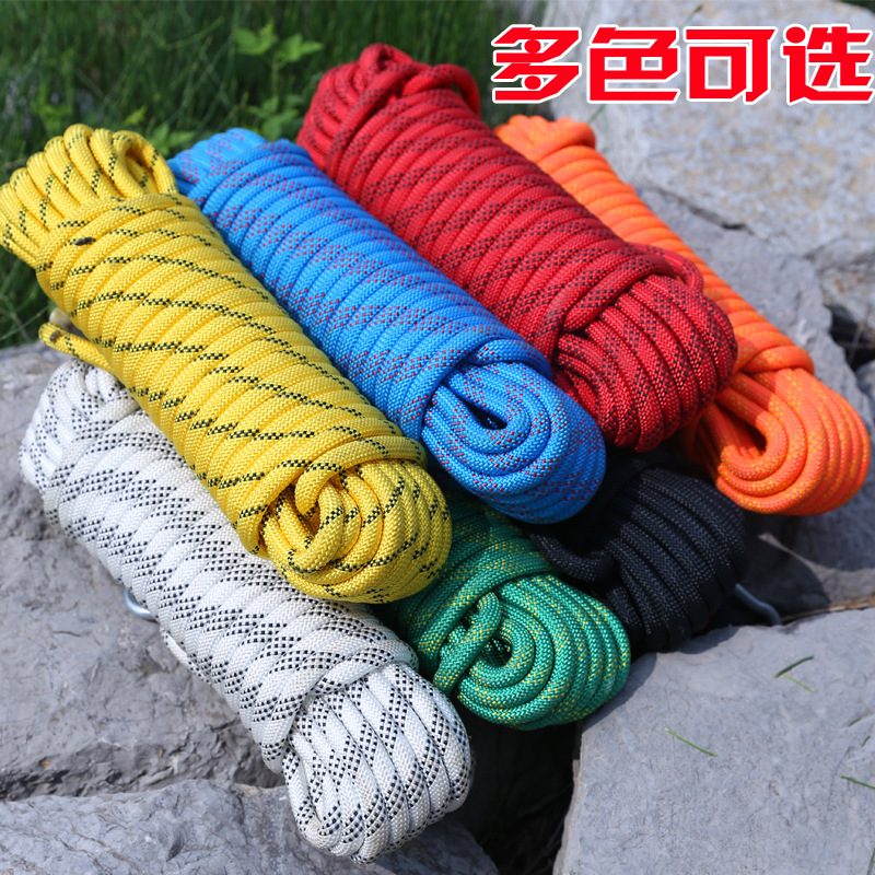 Cuerda de montañismo Cuerda protectora de descenso de velocidad Cuerda estática de expansión de escalada Cuerda de poliéster Cuerda de seguridad de trabajo aéreo de doble gancho para exteriores