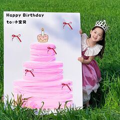 リトルスイートポテトと同じ誕生日シーンの装飾メッシュケーキktボード写真チェックイン背景ボード