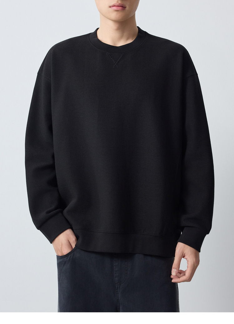 Áo sweatshirt nam cổ tròn chất liệu dày dặn 300g phong cách công sở — đen chi tiết 16