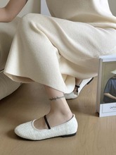 浅口玛丽珍芭蕾舞单鞋2023新款懒人鞋子法式软面一字带平底奶奶鞋