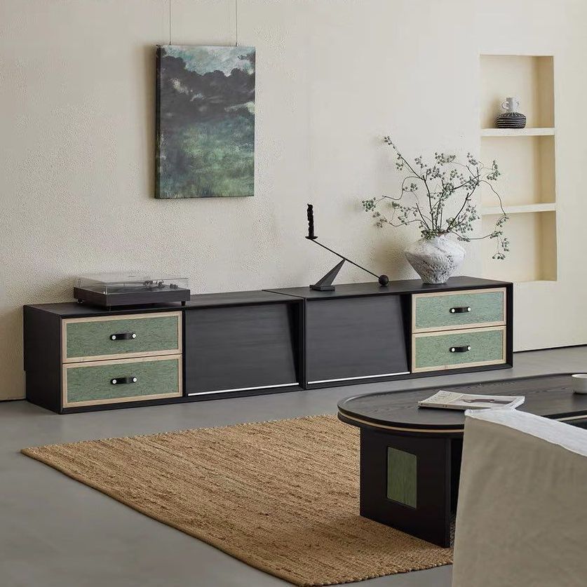 Chinese Retro Tv Cabinet, Household Floor-Standing Cabinet, Storage Locker, Chinese-Style One-Line Cabinet Combination, Flip-Door Cabinet Combination