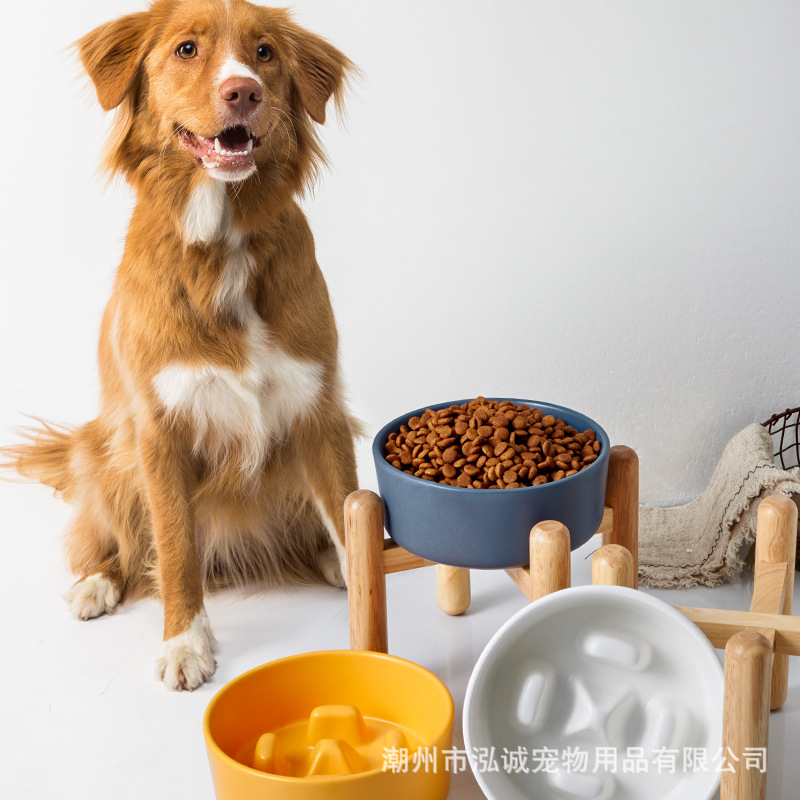 Medium and large dog bowl slow -food basin anti -vomiting ceramic…